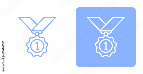 Achievement Line , Two-tone color and contrasting background icon illustration