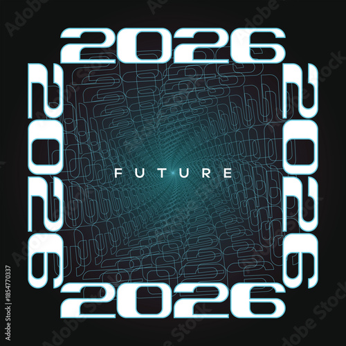Modern 2026 Number Design with Infinite Typography Tunnel Effect