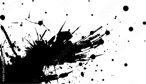 Black paint splatter on white background
