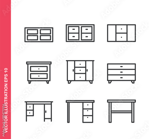 Table icon. Outline icons collection. Editable stroke.