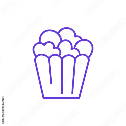 Popcorn Snack Icon. Thin Line Illustration of Cinema Popcorn Bucket Filled with Popped Kernels, Pictogram of Movie Snack, Entertainment Treat, Salty Corn and Crunchy Food.