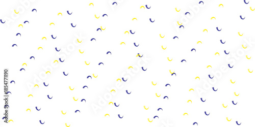 small Yellow and Blue Curved playful Pattern on White Background for Celebration Use,