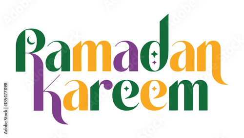 Ramadan Kareem: A vibrant and colorful design, celebrating the spirit of Ramadan with an elegant typography style. 