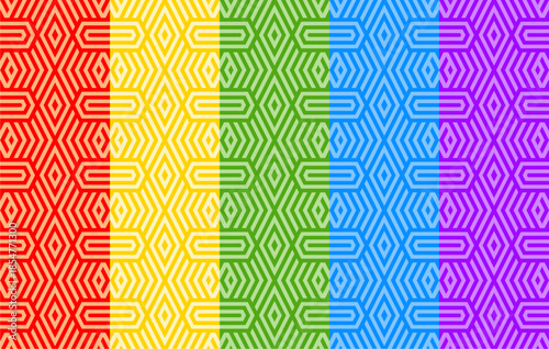 Seamless geometric rainbow pattern colorful set abstract background