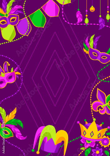 Mardi Gras party background. Carnival illustration for traditional holiday or festival.