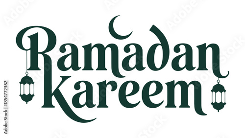 Ramadan Kareem: Celebrate the holy month with a visually pleasing design that captures the spirit of the occasion. It's adorned with an elegant crescent moon, lanterns and stylized font.