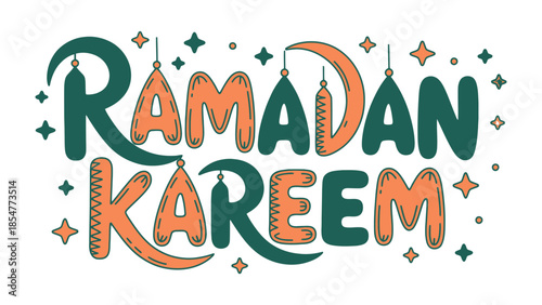 Ramadan Kareem Greeting: A vibrant and colorful graphic design illustration, conveying a festive celebration message.
