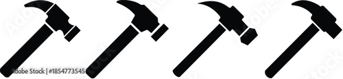 Silhouette collection of various hammer icons for tool design
