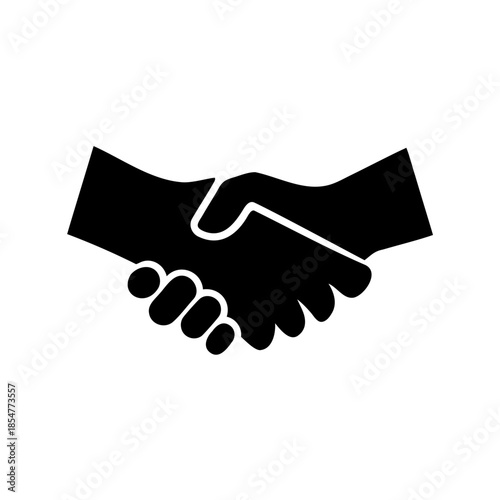 Iconic Handshake Symbol Depicting Agreement, Partnership, and Business Collaboration in Simple Black