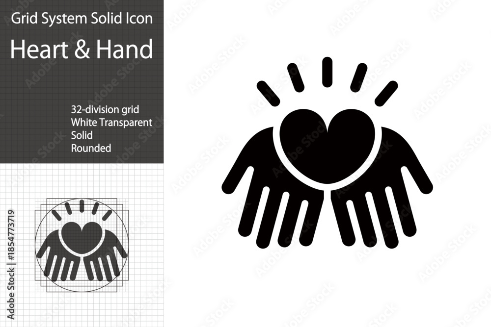 Fototapeta premium Heart icon on the palm of a hand, image of charity, donation, blood donation, organ donation, etc.