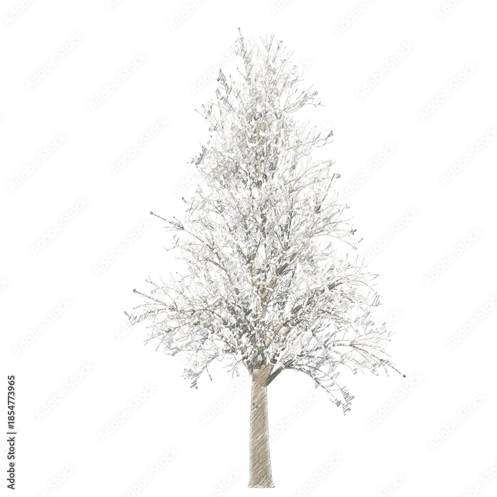 Obraz premium Tree snow transparent background realistic sketch PNG with alpha channel 