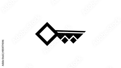 key in the lock, black isolated silhouette