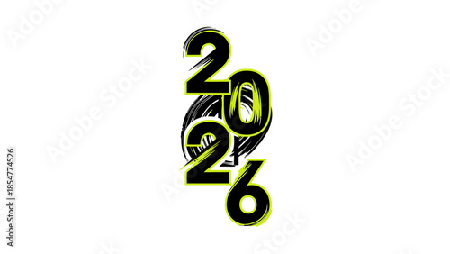 Modern 2026 typography design with bold black and neon yellow