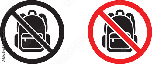 No backpacks allowed sign icon in black EPS style for restriction and safety use.