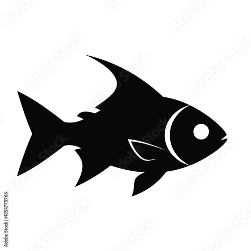 A striking black silhouette of a fish is prominently displayed showcasing its streamlined form and distinctive fin structure high quality