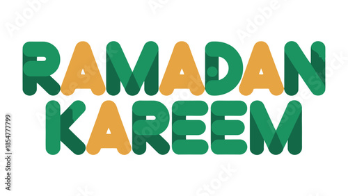 Ramadan Kareem Typography: A festive and vibrant graphic design celebrating the holy month of Ramadan, exuding warmth and joy through its cheerful typography and design.