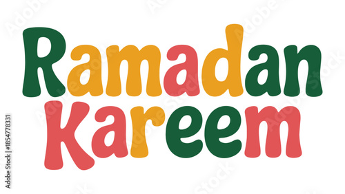 Ramadan Kareem Greeting: A vibrant and colorful text design sends warm wishes and blessings for Ramadan, conveying the spirit of the holy month.