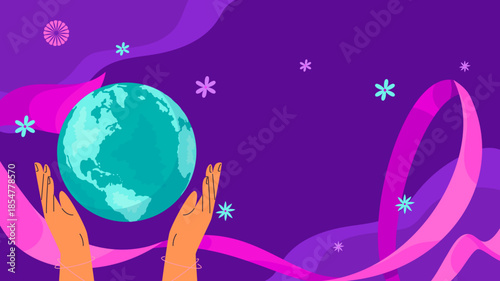 Global environmental protection and sustainability concept with hands gently holding the Earth, illustrating unity, care, and collective responsibility for our planet's future