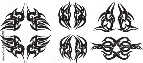 Tribal tattoo designs A collection of black and white vector graphics for artistic expression and body art