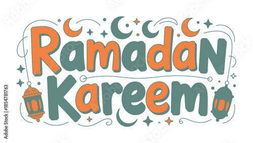Ramadan Kareem: A vibrant and colorful illustration that captures the essence of the holy month. Featuring the words Ramadan Kareem in stylish lettering.