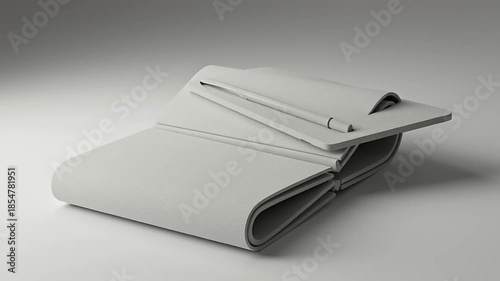 Minimalist gray notebook and pen resting on a smooth surface, ideal for creative planning and note-taking