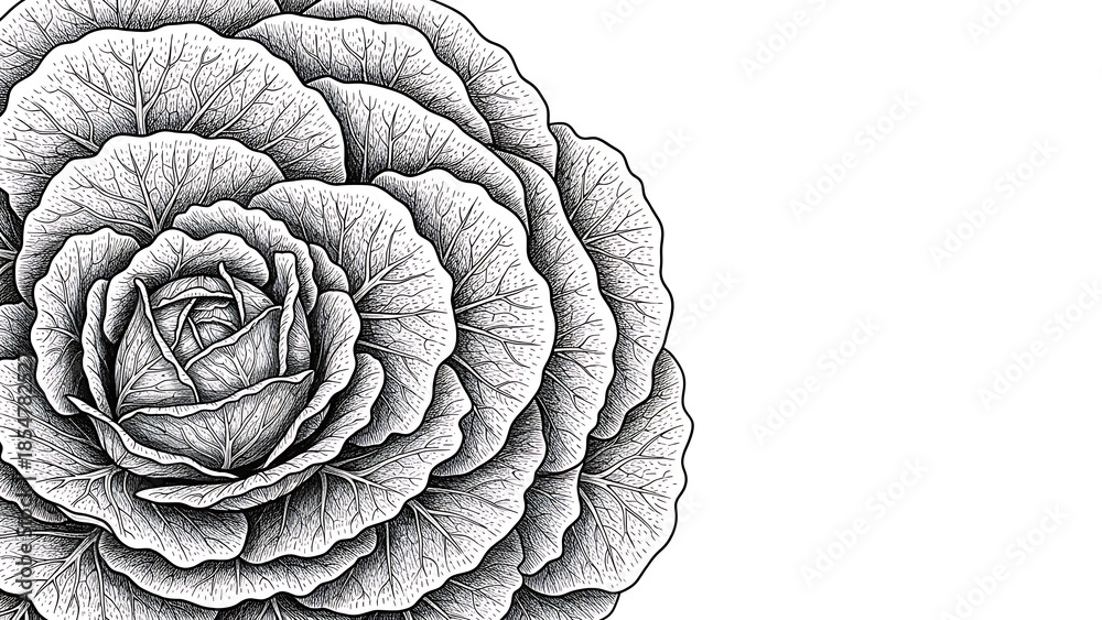 Obraz premium Stippled botanical illustration featuring a concentric organic pattern