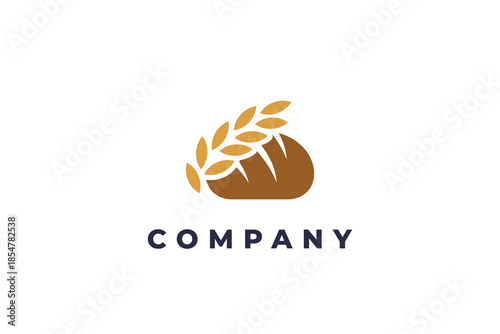 unique bakery logo with wheat and bread