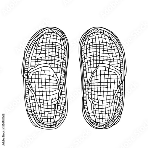 Whimsical Woven Slippers - Crochet Slide Sandals | Clean, isolated vector art for creative projects.