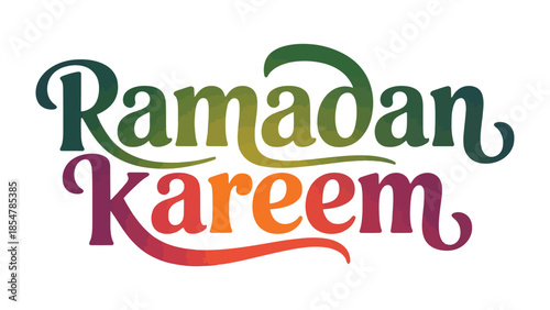 Ramadan Kareem greeting card: a beautifully designed greeting for the holy month, featuring elegant typography and a spectrum of colors, conveying a sense of celebration and spiritual significance.