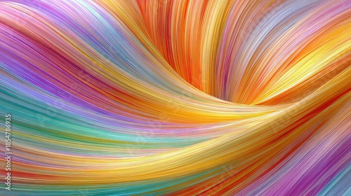 Abstract Wavy Background with Vibrant Multicolored Lines and Bright Lighting Creates a Dynamic Visual Effect of Movement and Depth