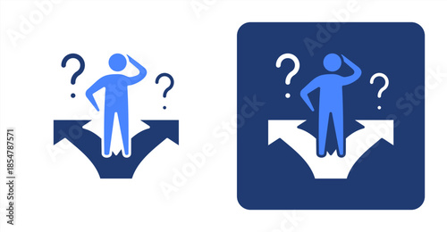 Confuse Glyph Color , Two-tone color and contrasting background icon illustration