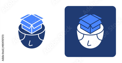 Empty Mind Glyph Color , Two-tone color and contrasting background icon illustration
