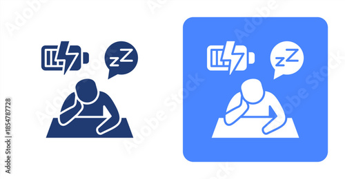 Weariness Glyph , Two-tone color and contrasting background icon illustration