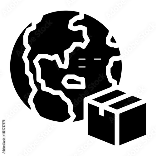 global shipping package glyph icon