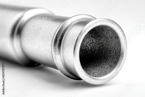Close Up of Silver Bullet Casing on White Background in Studio Lighting