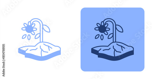 Drought Mixed , Two-tone color and contrasting background icon illustration