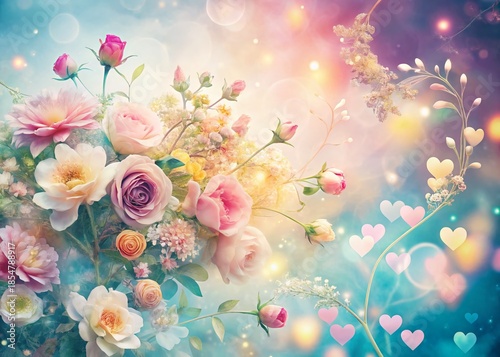 Double Exposure Hearts & Flourishes: Romantic Abstract Stock Photo