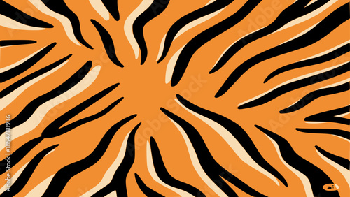 Fierce tiger stripe pattern background with orange and black lines.
