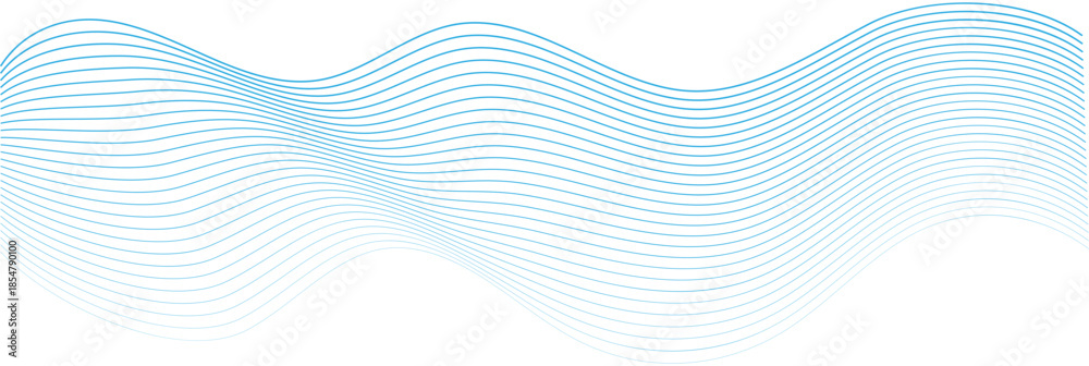 Fototapeta premium Abstract light blue flowing wave lines on white background, modern graphic design element