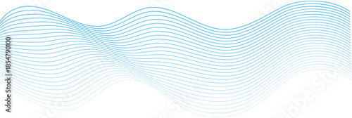 Abstract light blue flowing wave lines on white background, modern graphic design element