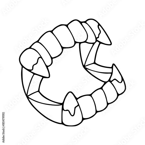horror monster dentures outline drawing