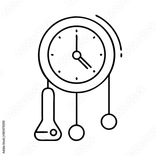 Hand-drawn outline illustration of a classic pendulum clock