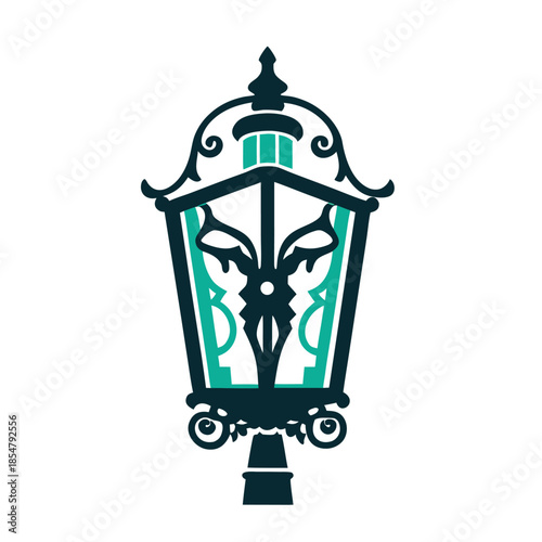 Vintage Ornate Street Lamp Vector Illustration
