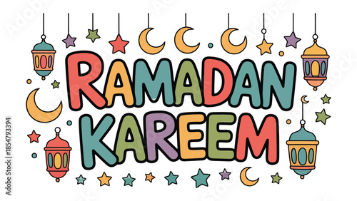 Ramadan Kareem Illustration: Festive and colorful illustration to celebrate the holy month.