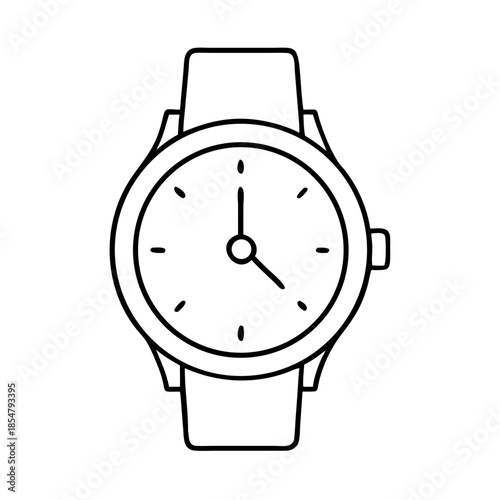 Simple black outline drawing of an analog wrist watch with a