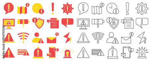 Warning Icons and Alerts. Illustrations of Warning Signs and Notifications