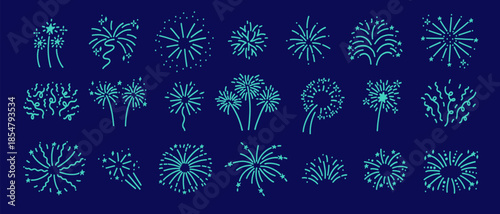Confetti and Firecracker Doodles Kit. Doodle Firecracker Confetti with Sketchy Line Icons by Hand for Celebrate Bundle. Vector Illustration