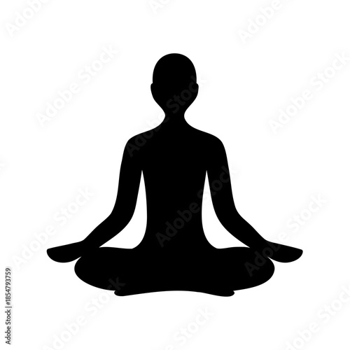 Silhouette of a person in lotus position representing meditation and calmness