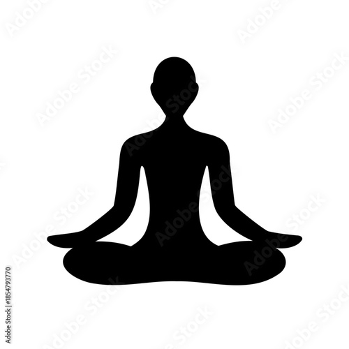 Silhouette of person meditating in lotus position for mindfulness and wellbeing