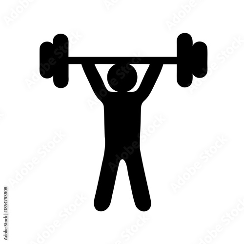 Silhouette of a weightlifter with arms raised holding a heavy barbell